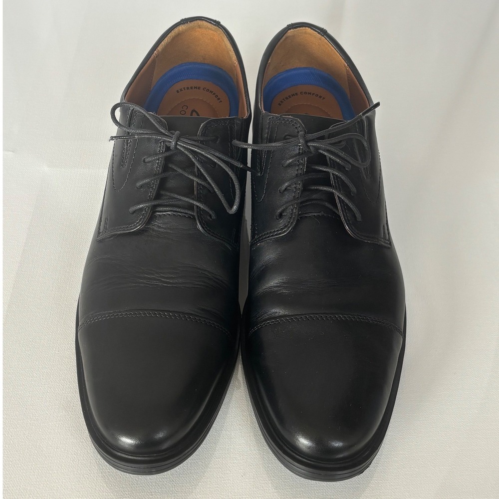 Clarks Whiddon Cap Mens Black Leather Cap Toe Oxford Dress Shoes Size 12 M - Picture 4 of 9